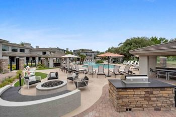 Outdoor lounge with lounge seating and fire pits